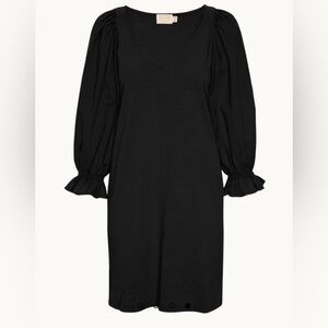 Nation Ltd Oralia Mini Dress Balloon Longsleeves V Neck Cotton Black XS New